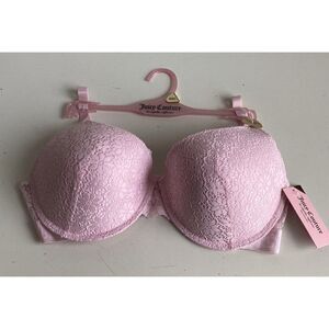 Juicy Couture Sexy Push Up Bra Sz 40D Parfait Pink Underwire JC6914D Lace NEW